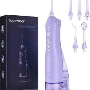 TOVENDOR Electric Water Flosser, Cordless Dental Oral Irrigator – 3 Modes (300ML, Waterproof Waterflosser)